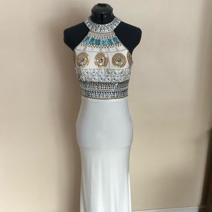 White Prom Dress with Beautiful Beading